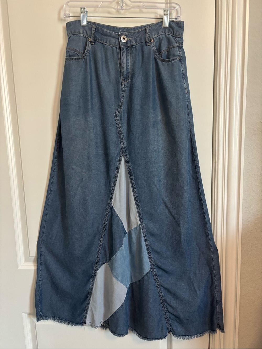 INC Wide Leg Patchwork Denim Skirt - Blue Size 4
